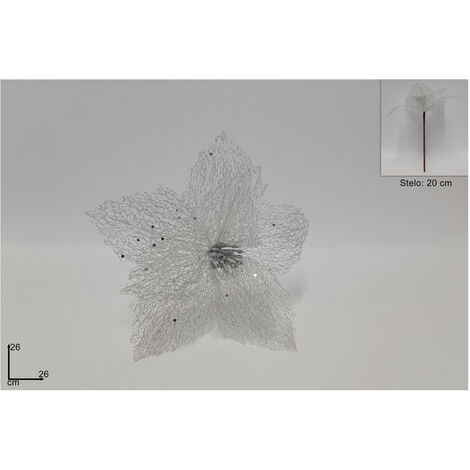 FIORE NATALIZIO RETINATO DIMENSIONE 26 CM COLORE SILVER