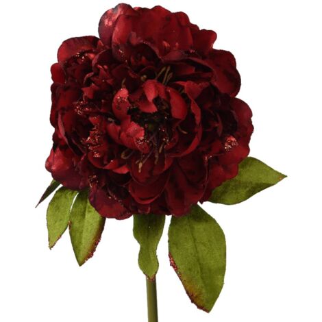 Fiore peonia in poliestere decorazione per albero di Natale e composizioni h 53 cm
