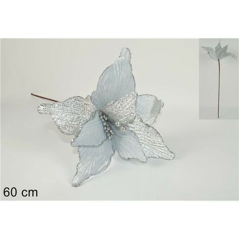 Fiore stella da decorazioni per albero di natale addobbi natalizi casa bianca argento