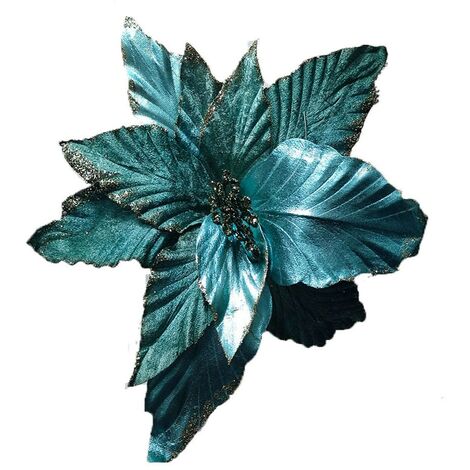 Fiore verde Decorazioni per Albero di Natale addobbi natalizi da appendere set da 5 con pinza e glitter ghirlande casa pacchi