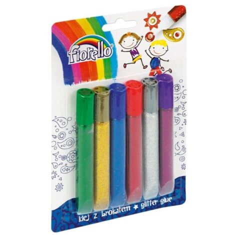 FIORELLO Colla Glitter 6 colori - per decorazioni e progetti creativi