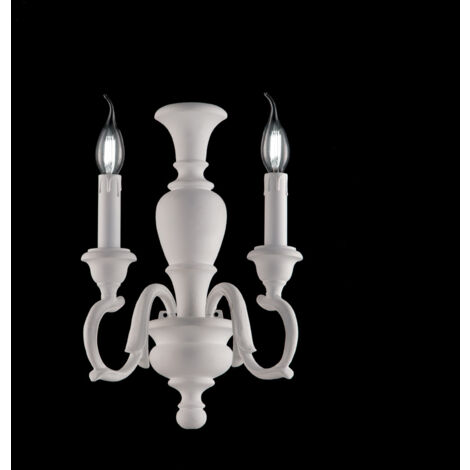 Fiorenza Applique Murale En Bois Blanc Shabby 2 Lumières .18 P.16 Bl172-Ap2-Bco
