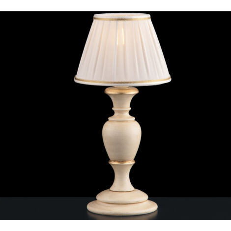 Fiorenza Lampe de table en bois ivoire et doré 1 lumière avec abat-jour dm.20 H.43 d.20 BL172-LT-AV