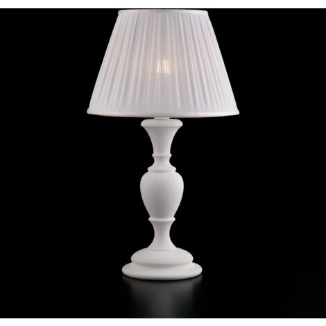 Fiorenza Lume in legno bianco shabby 1 luce con paralume dm.35 H.62 Ø35 BL172-LM-BCO