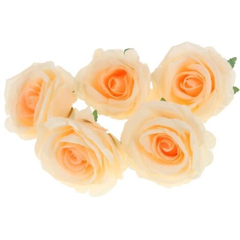 Fiori artificiali a forma di rosa per composizioni decorative, 5 pezzi - Pesca
