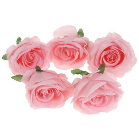 Fiori artificiali a forma di testa di rosa per decorazioni 5 pezzi - Rosa chiaro
