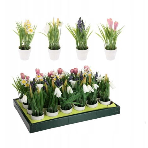 Fiori artificiali decorativi in vaso bianco da 23 cm