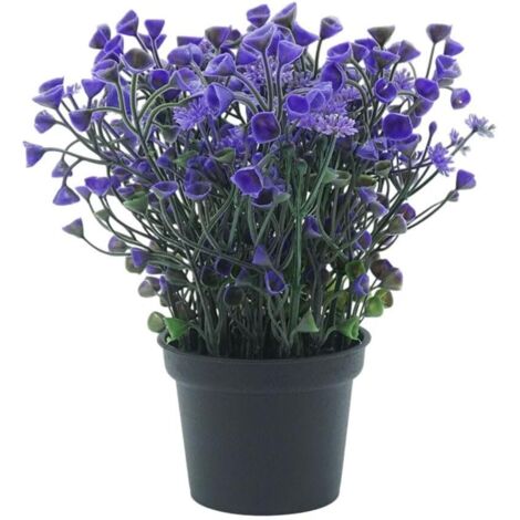 Fiori Artificiali in Vaso, Piccole Piante Artificiali in Vaso, Pianta Artificiale per Casa, Ufficio, Soggiorno, Arredamento per Ufficio (Viola)-4pz