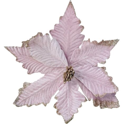 Fiori dell'albero di Natale - Stella di Natale rosa chiaro su un piccone da 32 cm