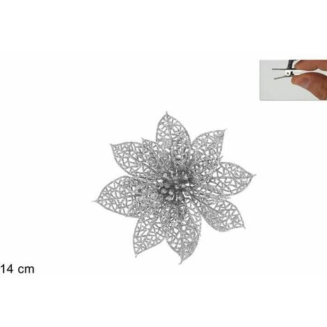 2 Calamite Fiori Fiore Brillantinato Fermatenda Glitter Strass