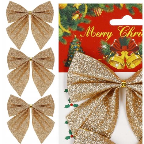 FIORI PER L'ALBERO DI NATALE DECORAZIONI LUCENTI ARRANGIAMENTO FIORI SET COMPLETO 3PZ