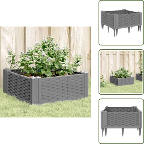 Fiori - vidaXL Fioriera da Giardino con Picchetti Grigia 42,5x42,5x28,5 cm PP - Coltivazione