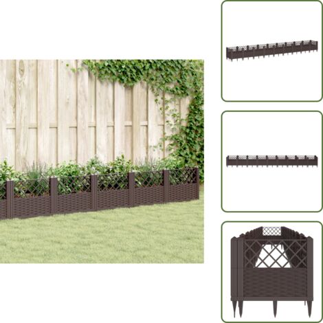 Fiori - vidaXL Fioriera da Giardino con Picchetti Marrone 363,5x43,5x43,5cm PP - Coltivazione