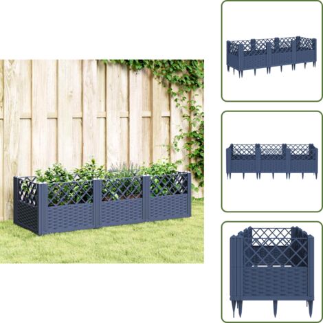 Fiori - vidaXL Fioriera Giardino Picchetti Grigio Blu 123,5x43,5x43,5 cm PP - Coltivazione