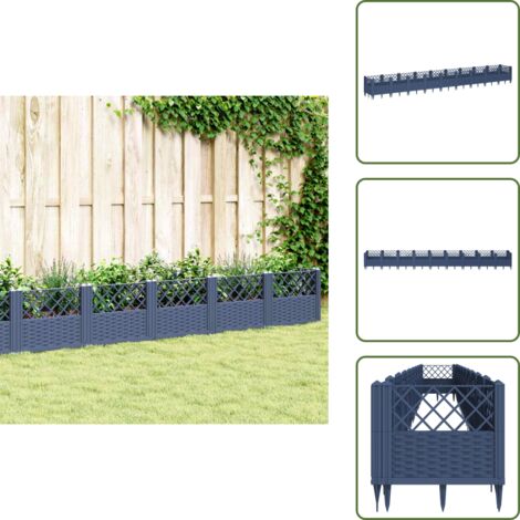 Fiori - vidaXL Fioriera Giardino Picchetti Grigio Blu 363,5x43,5x43,5 cm PP - Coltivazione