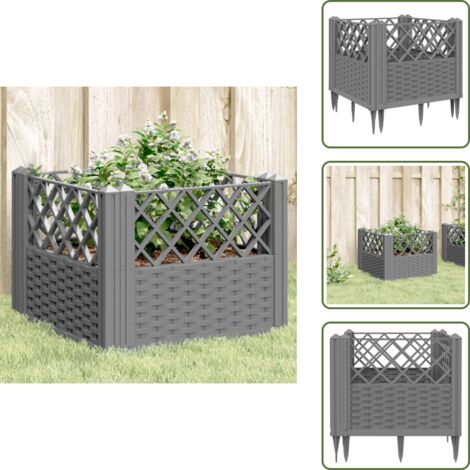 Fiori - vidaXL Fioriera Giardino Picchetti Grigio Chiaro 43,5x43,5x43,5 cm PP - Coltivazione
