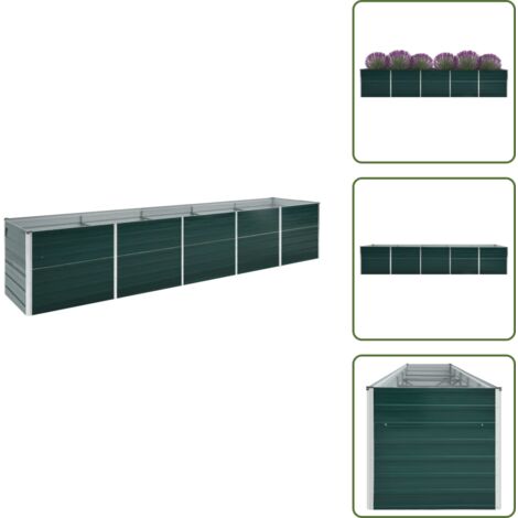 Fiori - vidaXL Letto Rialzato in Acciaio Zincato 400x80x45 cm Verde - Giardino