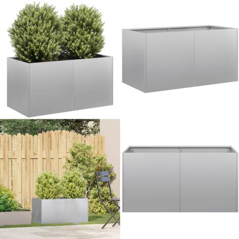 Fioriera 80x40x40 cm in Acciaio Zincato - Fioriera in acciaio zincato - Fioriera per balcone