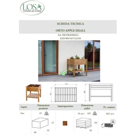 Fioriera 80x80 Orto Rialzato Urbano da Balcone Giardino Pensile Vaso in Legno