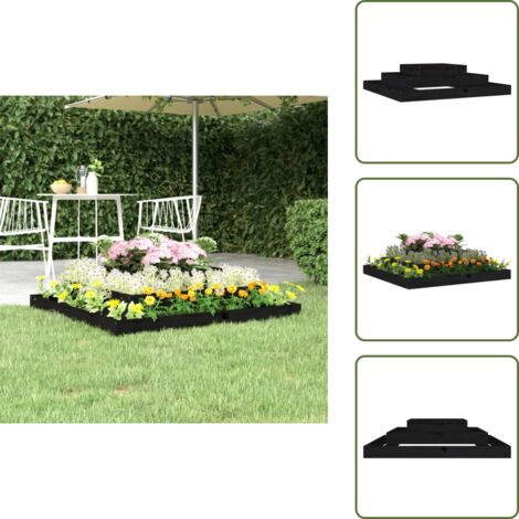 Fioriera a 3 livelli - vidaXL Fioriera Nera 110x110x27 cm in Legno Massello di Pino - Fioriera decorativa