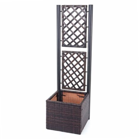 Fioriera a traliccio in polyrattan per fioriera 142x43x43 cm marrone 040003719