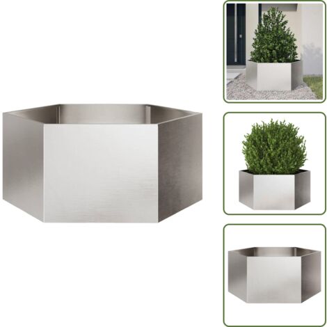 Fioriera all'aperto - vidaXL Fioriera da Giardino Esagono 104x90x45 cm in Acciaio Inox - Contenitore per piante