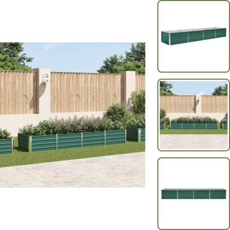Fioriera all'aperto - vidaXL Letto Rialzato Giardino in Acciaio Zincato 320x80x45 cm Verde - Letto in metallo
