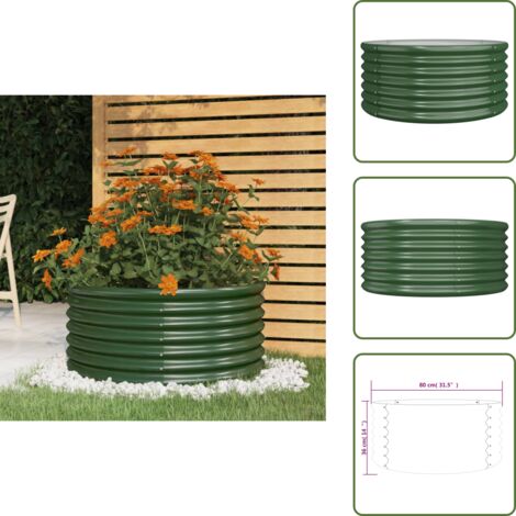 Fioriera all'aperto - vidaXL Vaso da Giardino Acciaio Zincato 80x80x36 cm Verde - Fioriera per piante