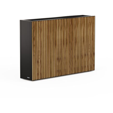 Fioriera Alta Herstera DECO PLANTER DIVIDER 25 in Metallo colore Nero e Legno 100x25x80 cm