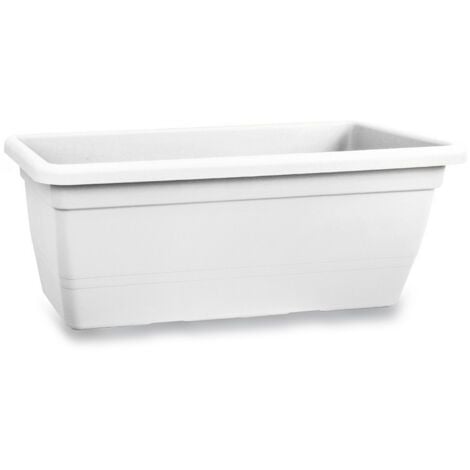 AUTRES Vaso Fioriera rettangolare in plastica da 80cm anthea vari colori per piante - Colore: Bianco