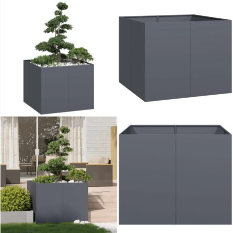 Fioriera Antracite 100x100x80 cm in Acciaio - Fioriera esterna - Fioriera per giardino
