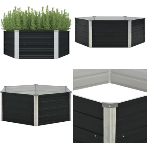 Fioriera Antracite 129x129x45 cm in Acciaio Zincato - Fioriera in acciaio zincato - Aiuola rialzata