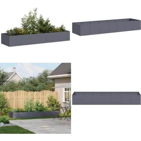 Fioriera Antracite 280x80x40 cm in Acciaio - Fioriera esterna - Giardino