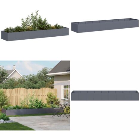 Fioriera Antracite 360x80x40 cm in Acciaio - Fioriera esterna - Fioriera per giardino
