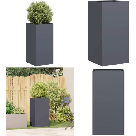 Fioriera Antracite 40x40x80 cm in Acciaio Laminato a Freddo - Fioriera in acciaio - Fioriera per giardino