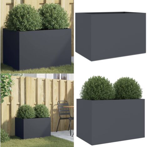 Fioriera Antracite 62x30x29 cm in Acciaio - Fioriera per giardino - Fioriera per balcone