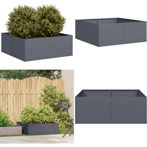 Fioriera Antracite 80x80x30 cm in Acciaio - Fioriera esterna - Giardino