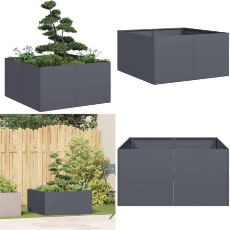 Fioriera Antracite 80x80x40 cm in Acciaio Laminato a Freddo - Giardino - Balcone