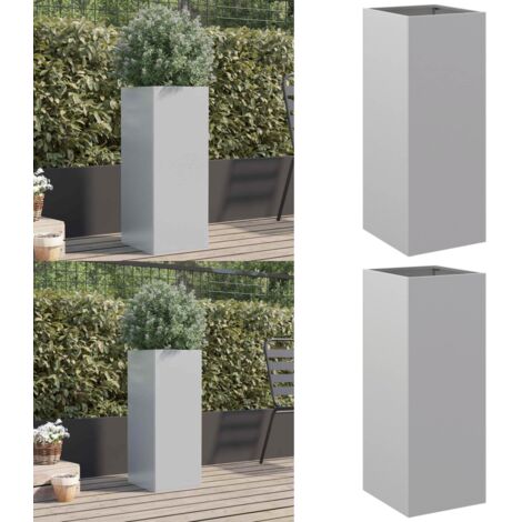 Fioriera Argento 32x29x75 cm in Acciaio Zincato - Fioriera in acciaio zincato - Fioriera argento