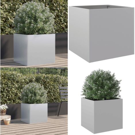 Fioriera Argento 49x47x46 cm in Acciaio Zincato - Fioriera in acciaio zincato - Fioriera decorativa