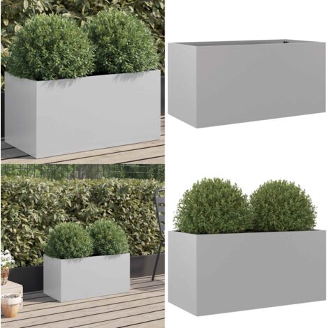 Fioriera Argento 62x30x29 cm in Acciaio Zincato - Fioriera in acciaio zincato - Fioriera argento