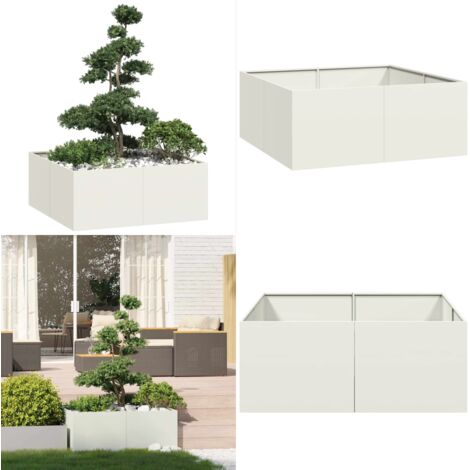 Fioriera Bianca 100x100x40 cm in Acciaio - Fioriera esterna - Fioriera per giardino