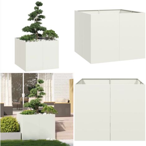 Fioriera Bianca 100x100x80 cm in Acciaio - Fioriera esterna - Fioriera per giardino