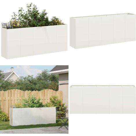 Fioriera Bianca 200x40x80 cm in Acciaio Laminato a Freddo - Fioriera in acciaio - Fioriera per giardino