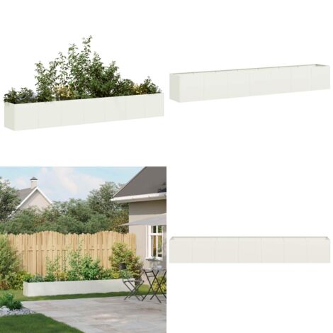 Fioriera Bianca 280x40x40 cm in Acciaio Laminato a Freddo - Fioriera in acciaio - Fioriera per giardino