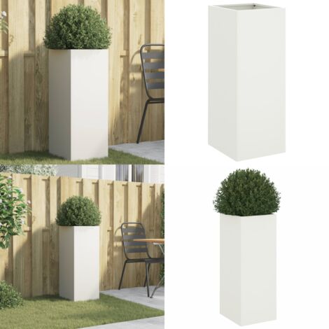 Fioriera Bianca 32x29x75 cm in Acciaio - Fioriera per giardino - Fioriera per balcone