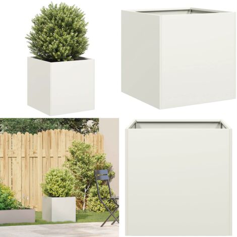 Fioriera Bianca 40x40x40 cm in Acciaio Laminato a Freddo - Fioriera in acciaio - Fioriera per giardino