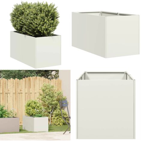 Fioriera Bianca 40x80x40 cm in Acciaio Laminato a Freddo - Fioriera per giardino - Fioriera per balcone