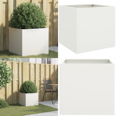 Fioriera Bianca 42x40x39 cm in Acciaio - Fioriera per giardino - Fioriera per balcone