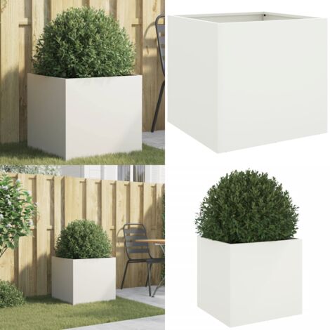 Fioriera Bianca 49x47x46 cm in Acciaio - Fioriera per giardino - Fioriera per balcone
